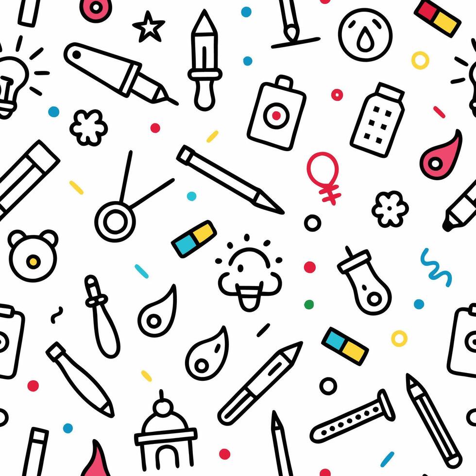 a seamless pattern with various objects and symbols vector