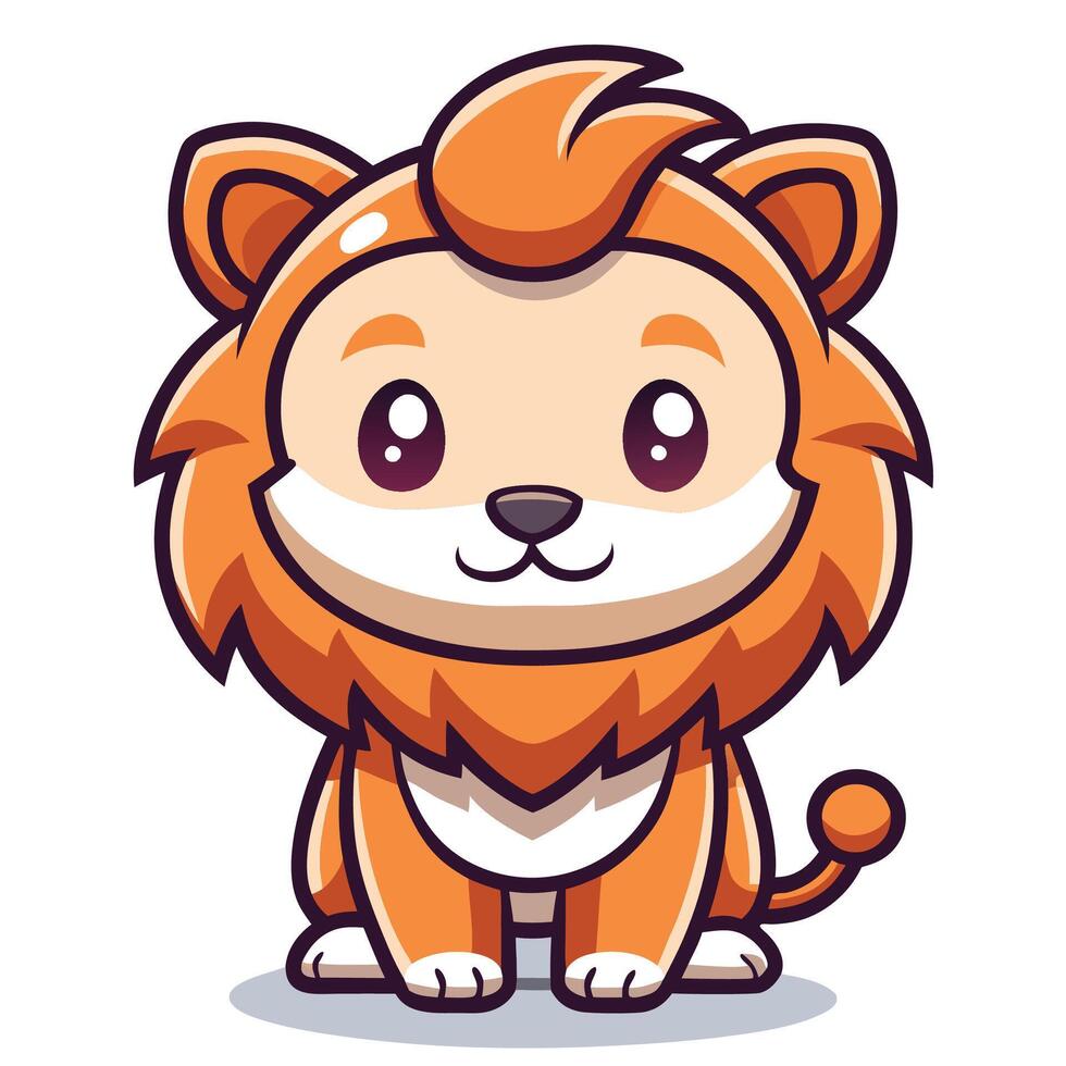 a cartoon lion sitting down with a big smile vector