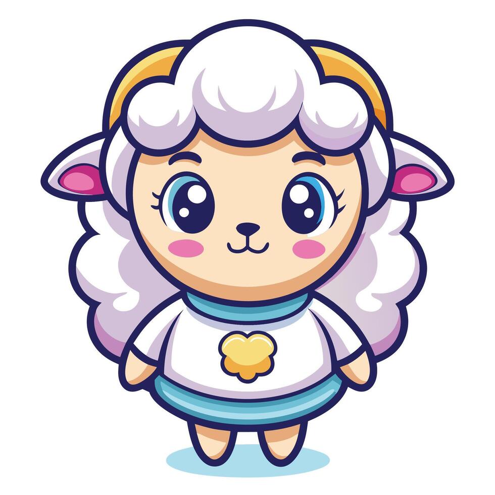 cute cartoon sheep character illustration vector