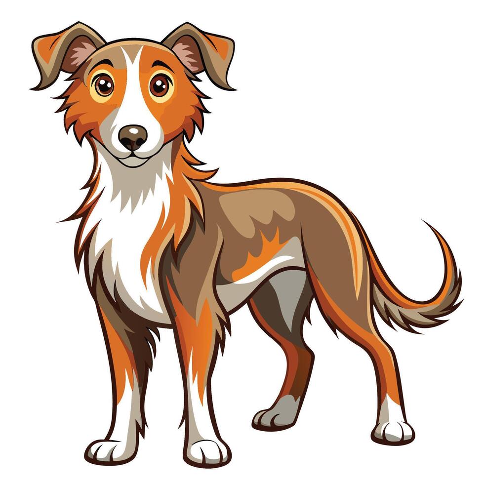 a cartoon dog with brown and white fur standing vector