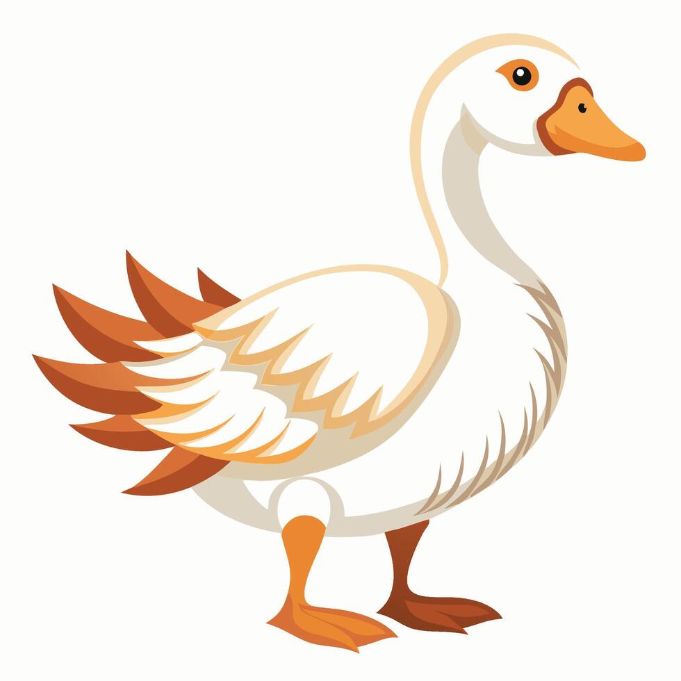 a cartoon white goose with orange beak vector