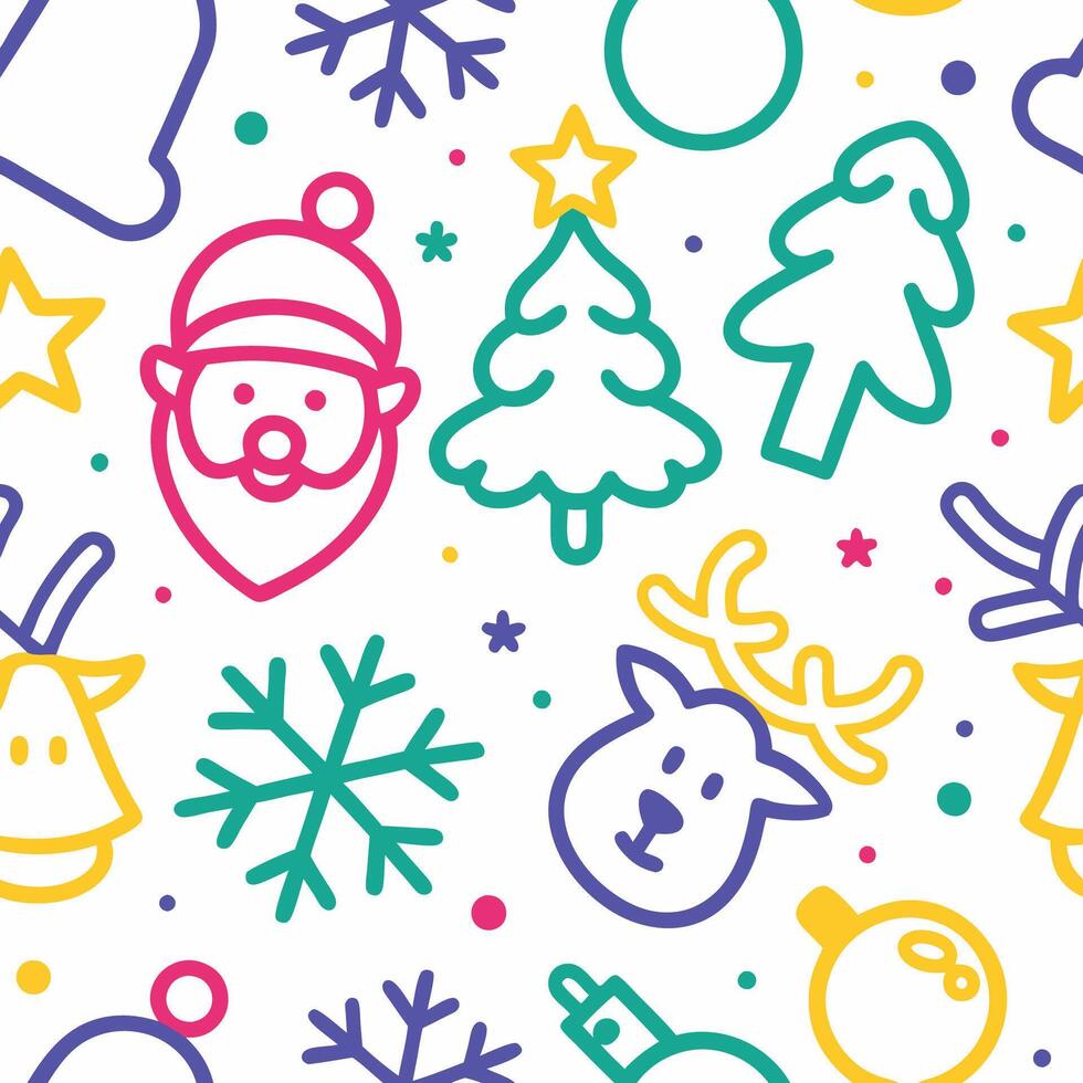 christmas seamless pattern with colorful icons vector