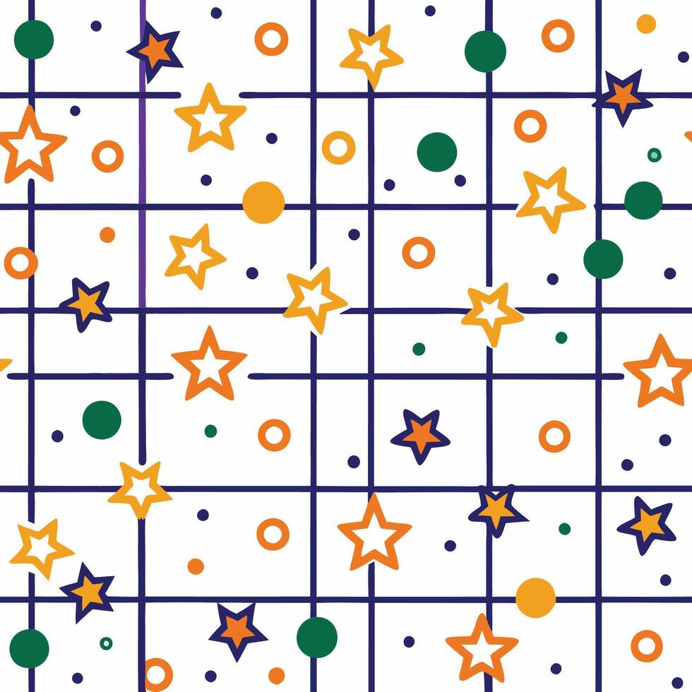a star pattern with orange, green and blue dots vector