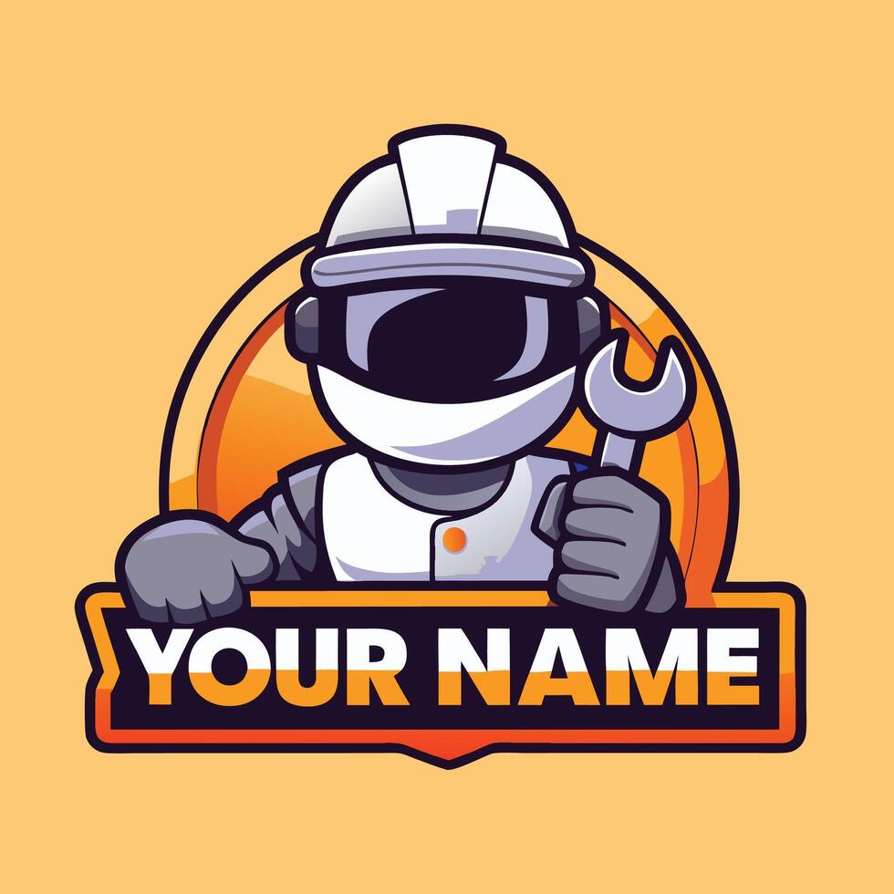 a cartoon character holding a wrench and wearing a helmet vector