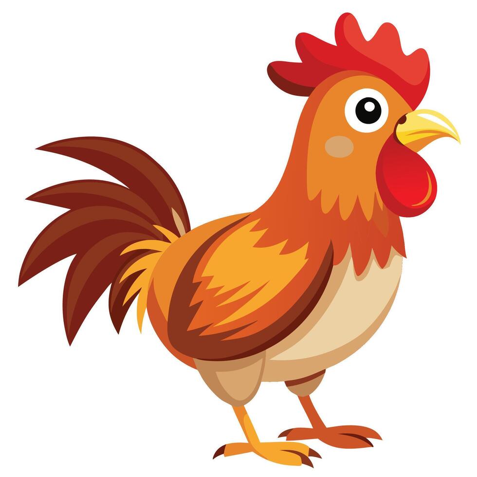 a cartoon chicken standing on a white background vector