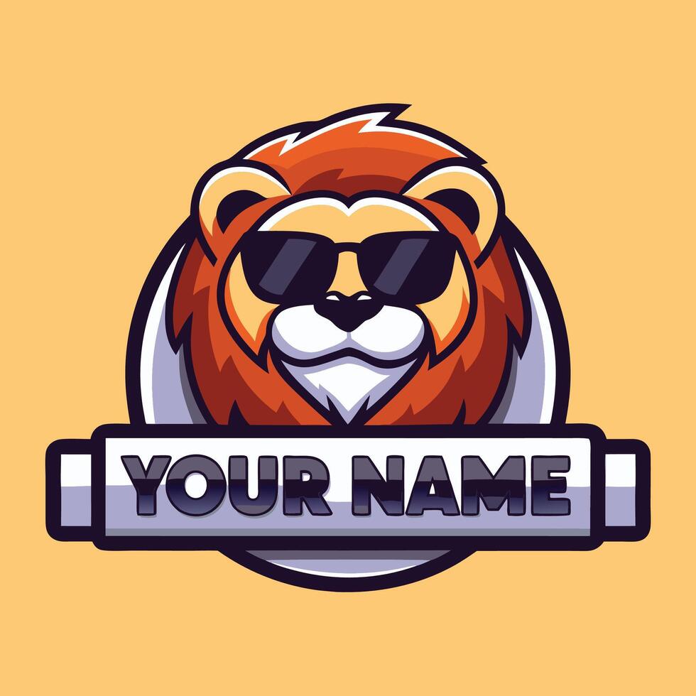 lion mascot logo template with sunglasses vector