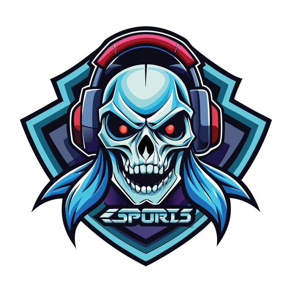 a skull with headphones on its head vector