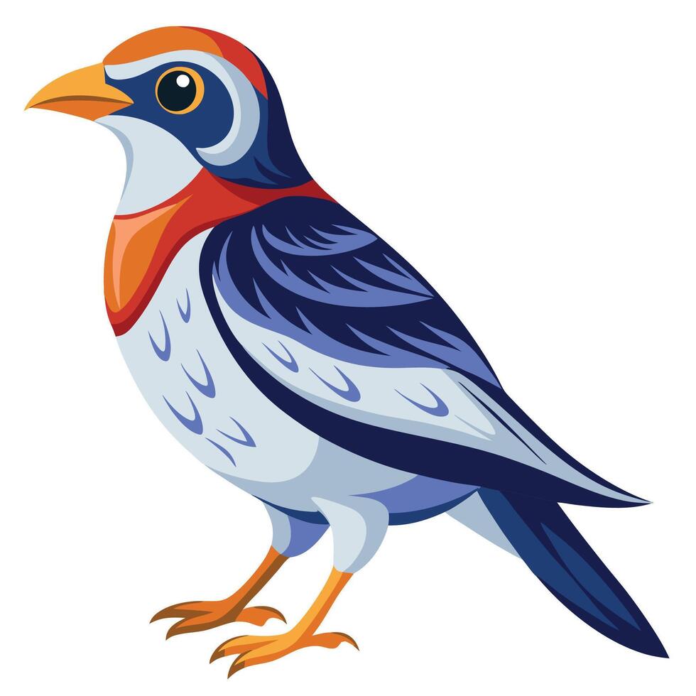 a cartoon bird with a red, blue and white beak vector