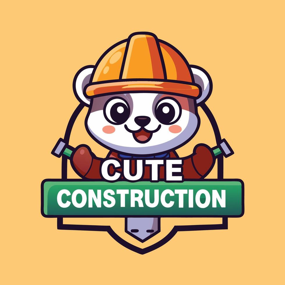 cute construction logo design vector