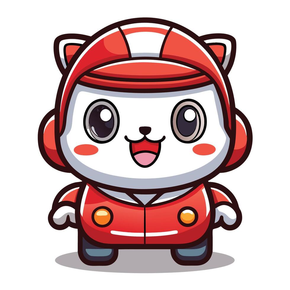 a cartoon cat wearing a red helmet and a red jacket vector