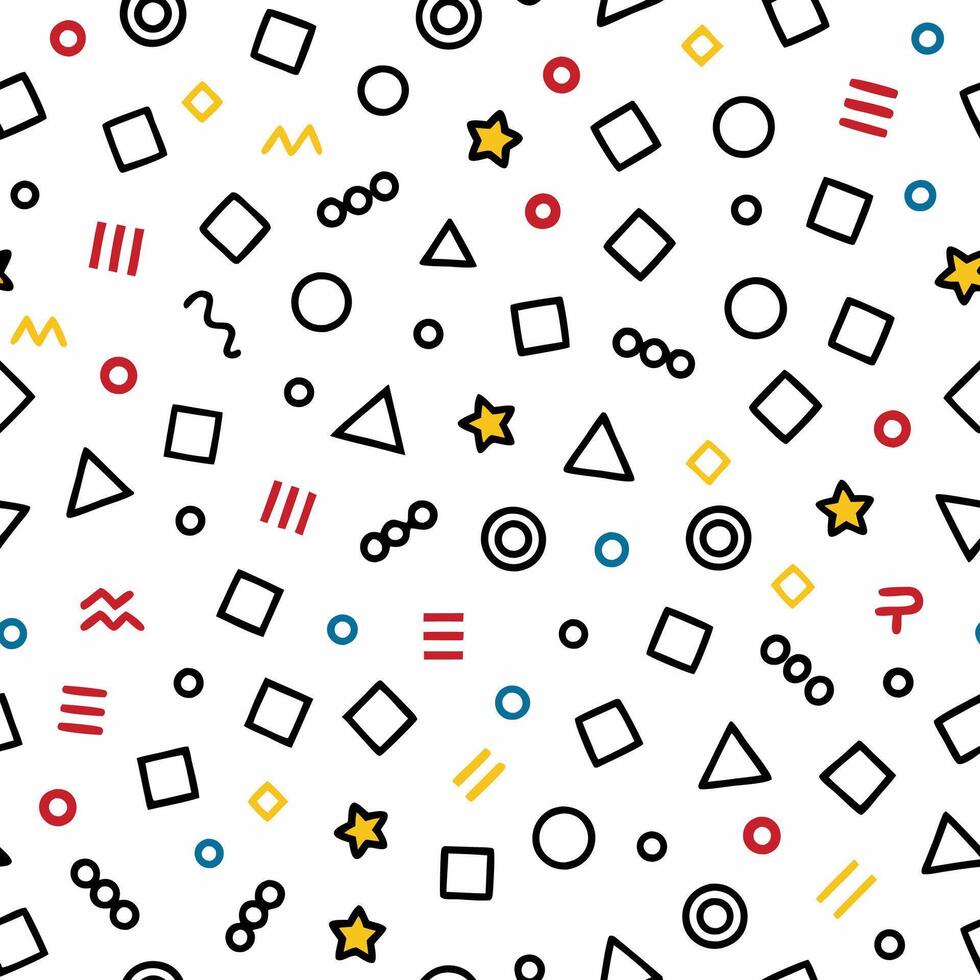 a colorful pattern with geometric shapes and stars vector