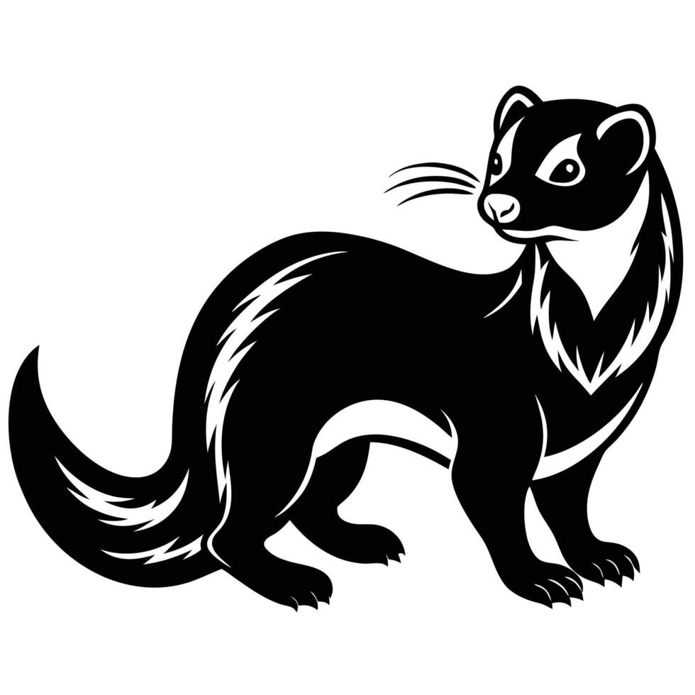 a black and white illustration of a weasel vector