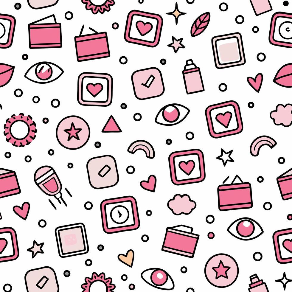 a seamless pattern with pink and white objects vector