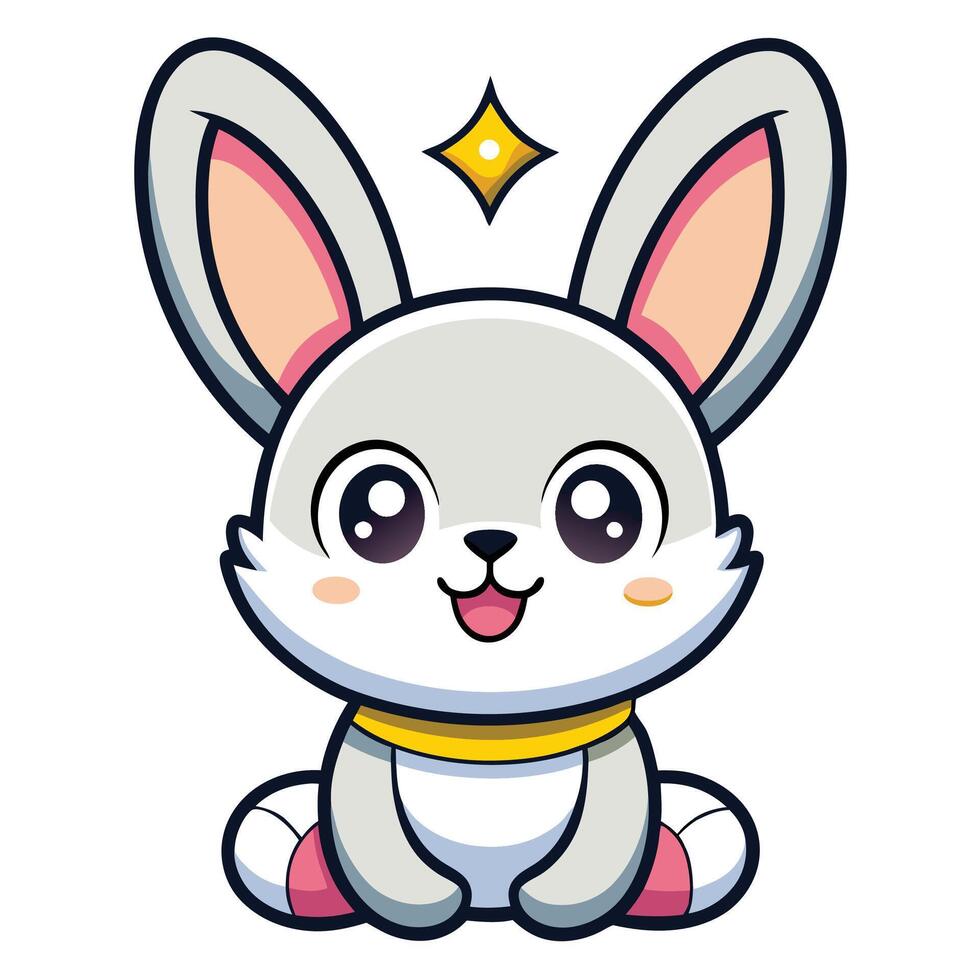 a cartoon bunny with a star on its head vector