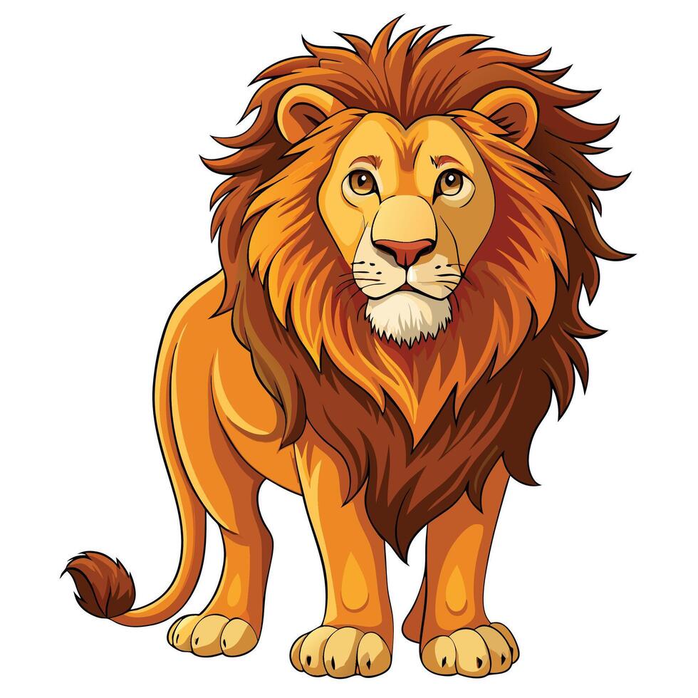 lion standing on white background illustration vector