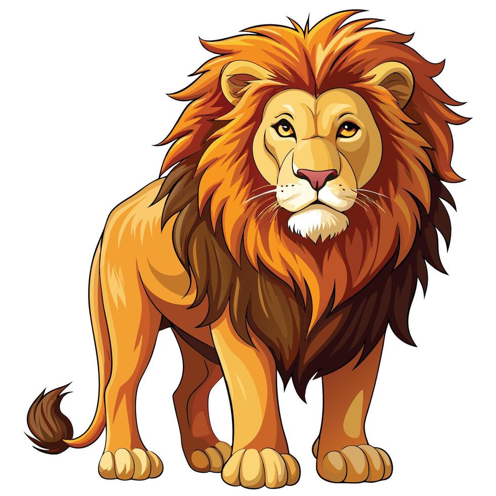 illustration of a lion standing isolated on white background vector
