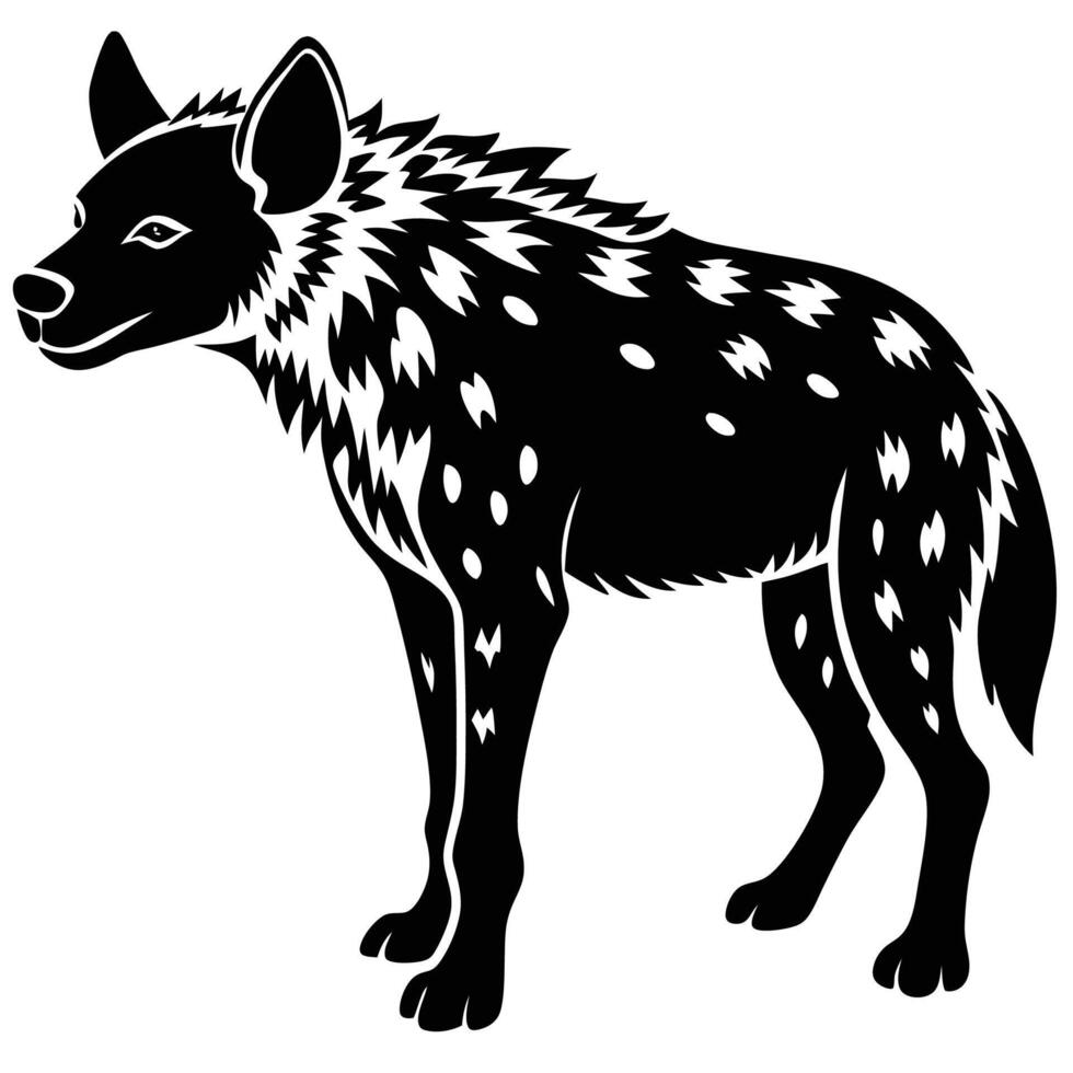 a black and white hyena silhouette on a white background vector