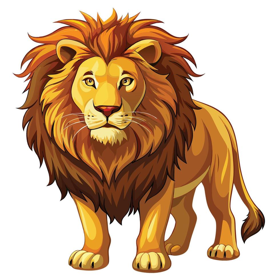 lion standing on white background illustration vector