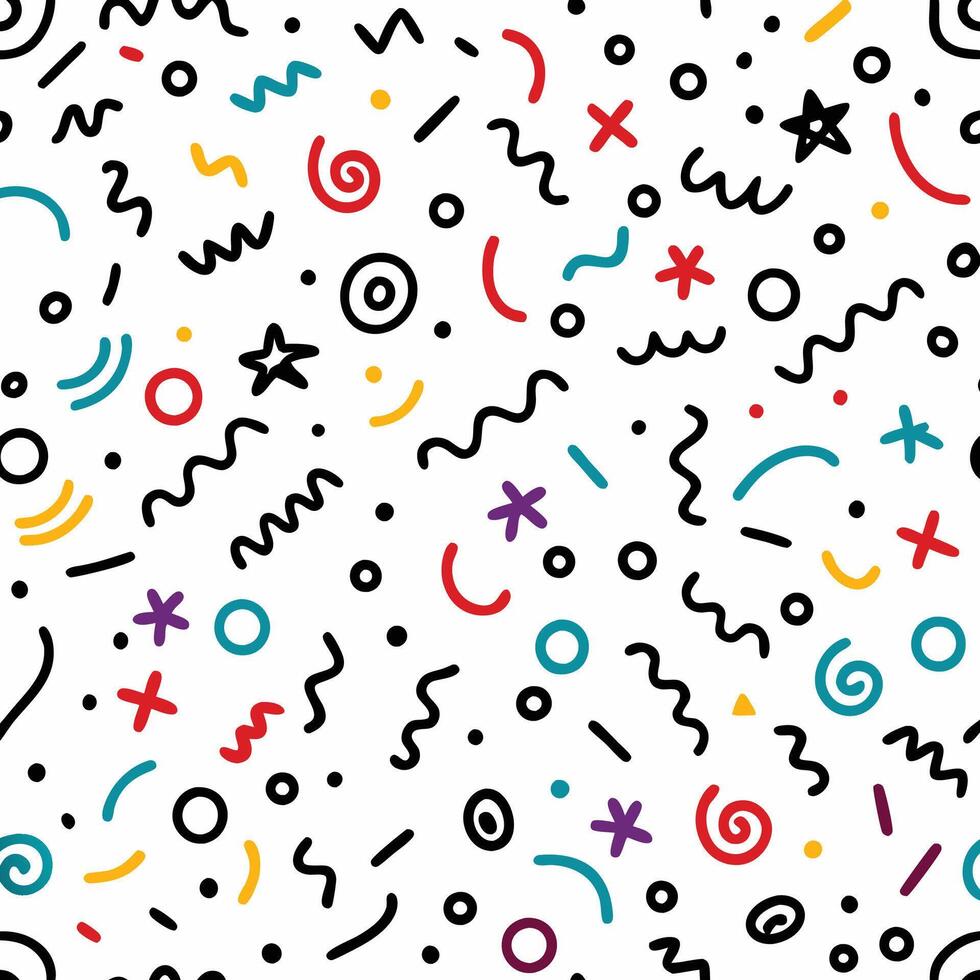 seamless pattern with colorful shapes and lines vector