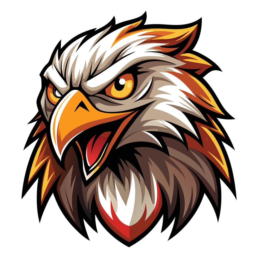 an eagle head with a big beak and a yellow and orange beak vector