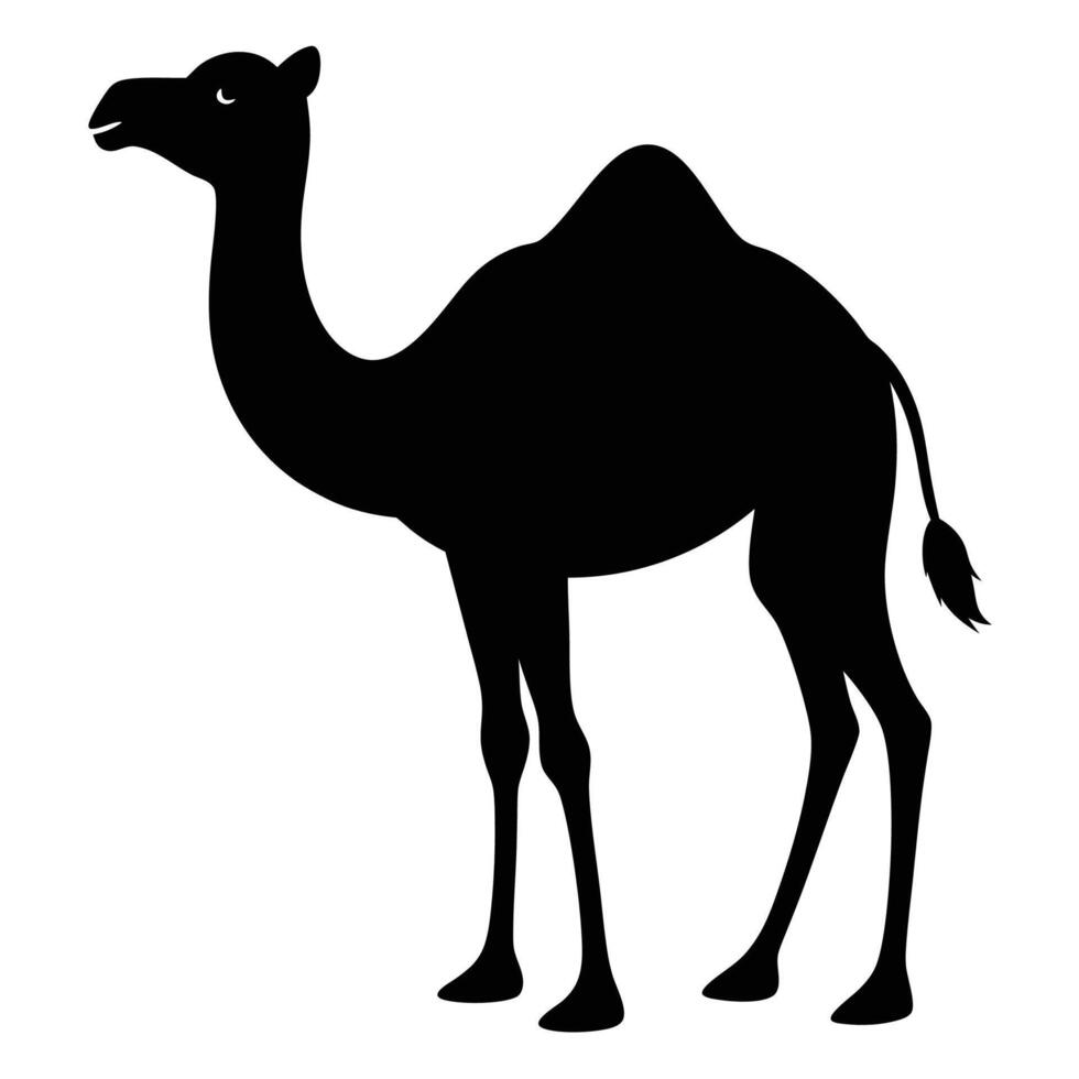 a camel silhouette is shown in black on a white background vector