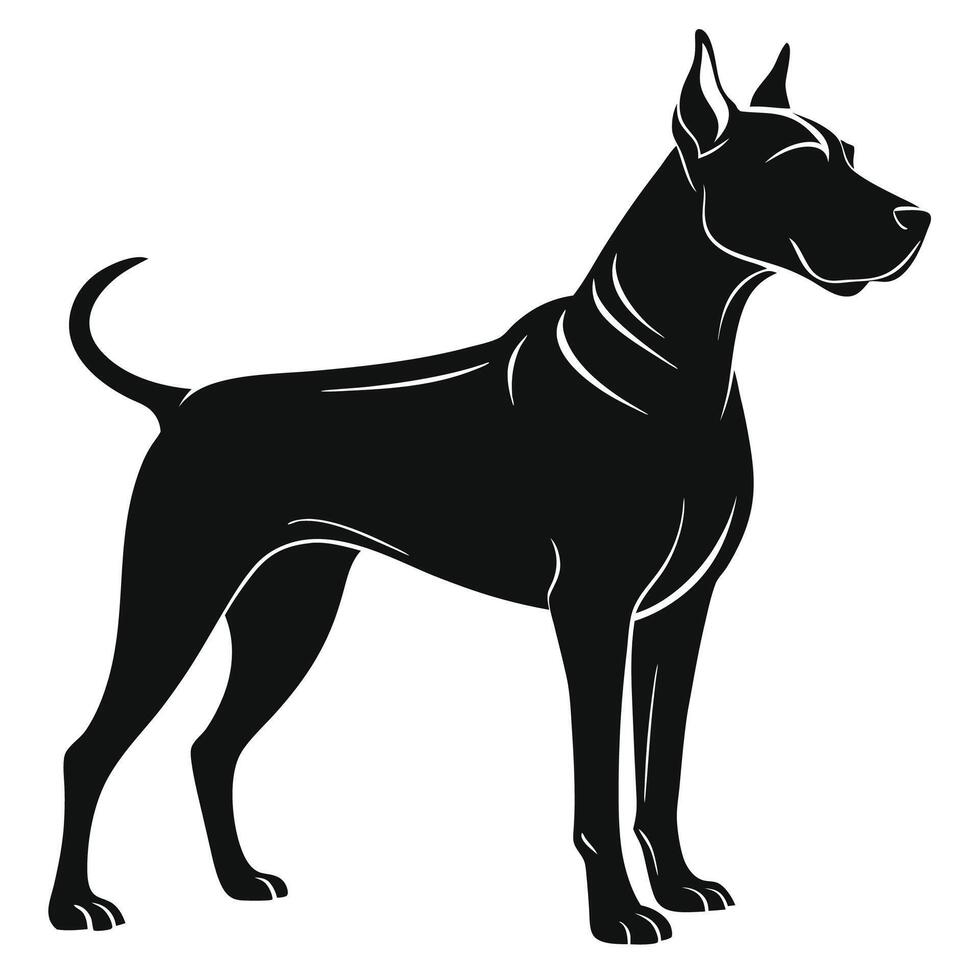 black and white illustration of a dog standing vector