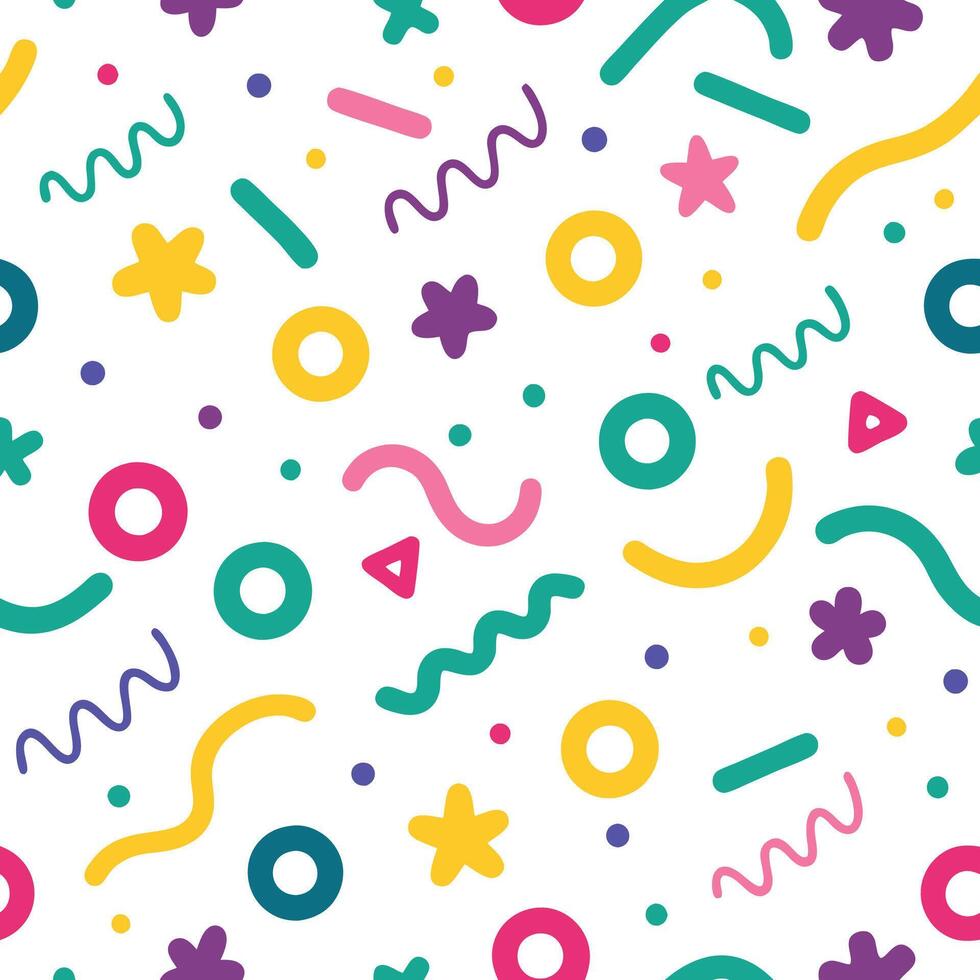 seamless pattern with colorful shapes and lines vector