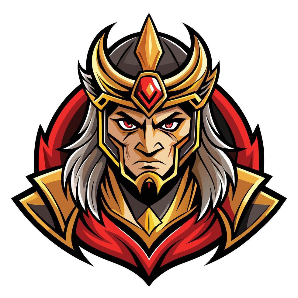 the chinese warrior king head logo vector