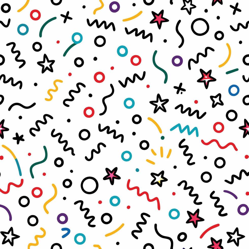 seamless pattern with colorful shapes and stars vector
