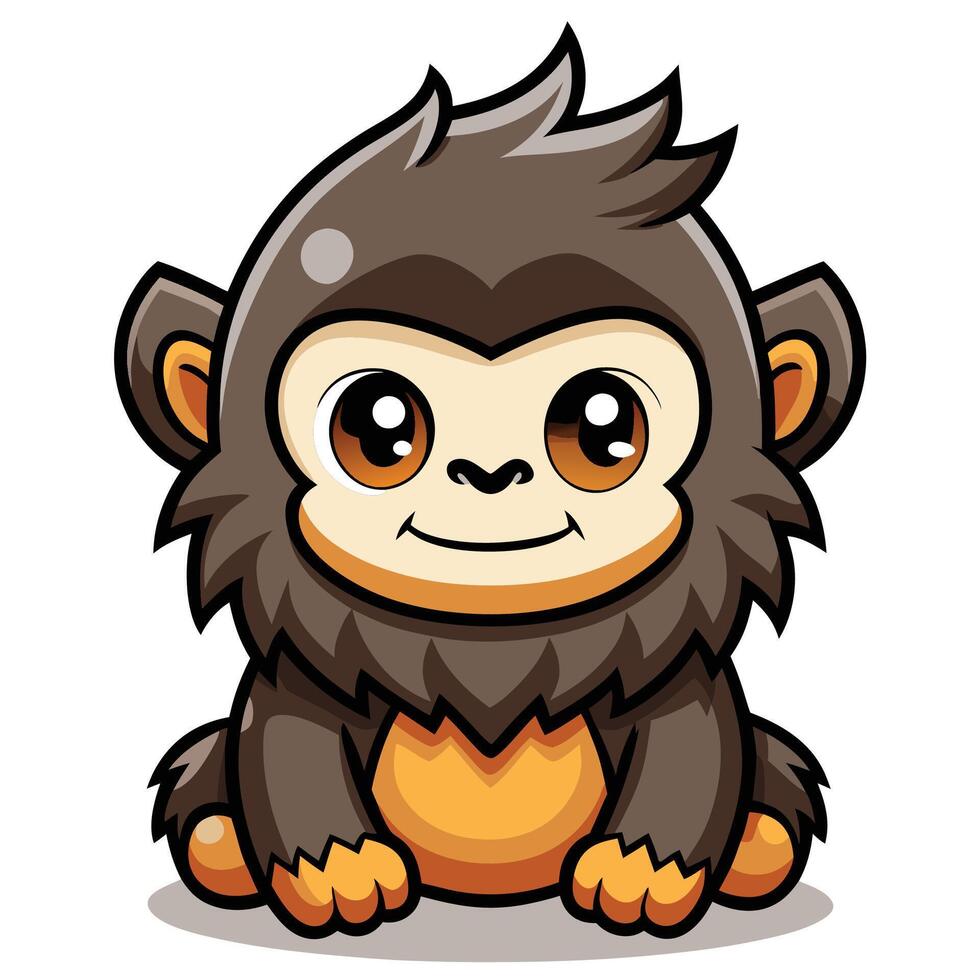 a cartoon monkey sitting down with a big smile vector