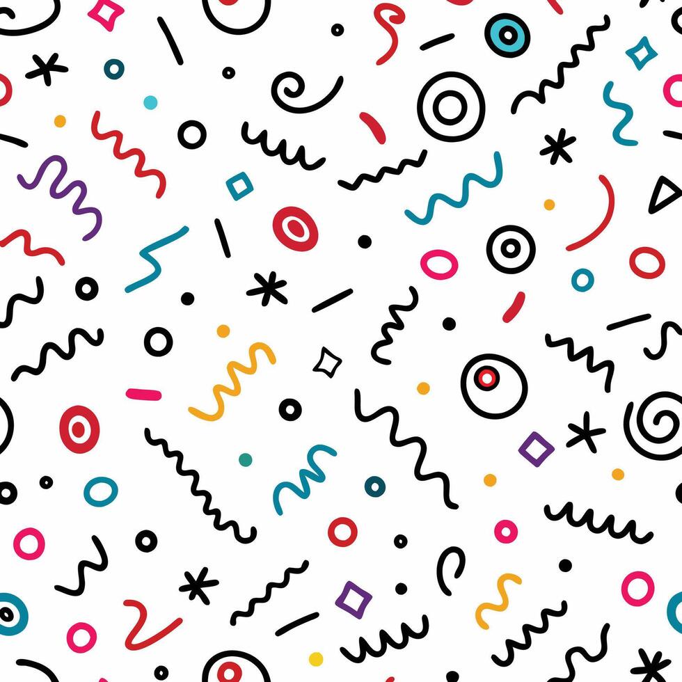 seamless pattern with colorful shapes and lines vector