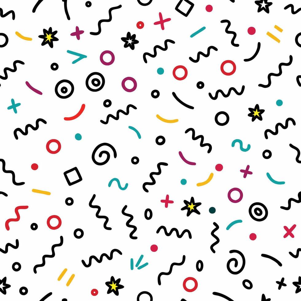 seamless pattern with colorful shapes and lines vector