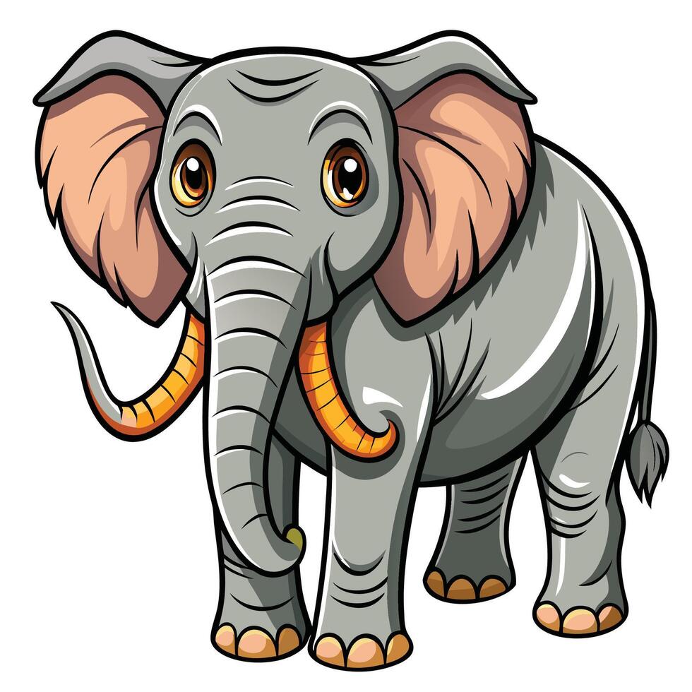 an elephant with big tusks standing on a white background vector