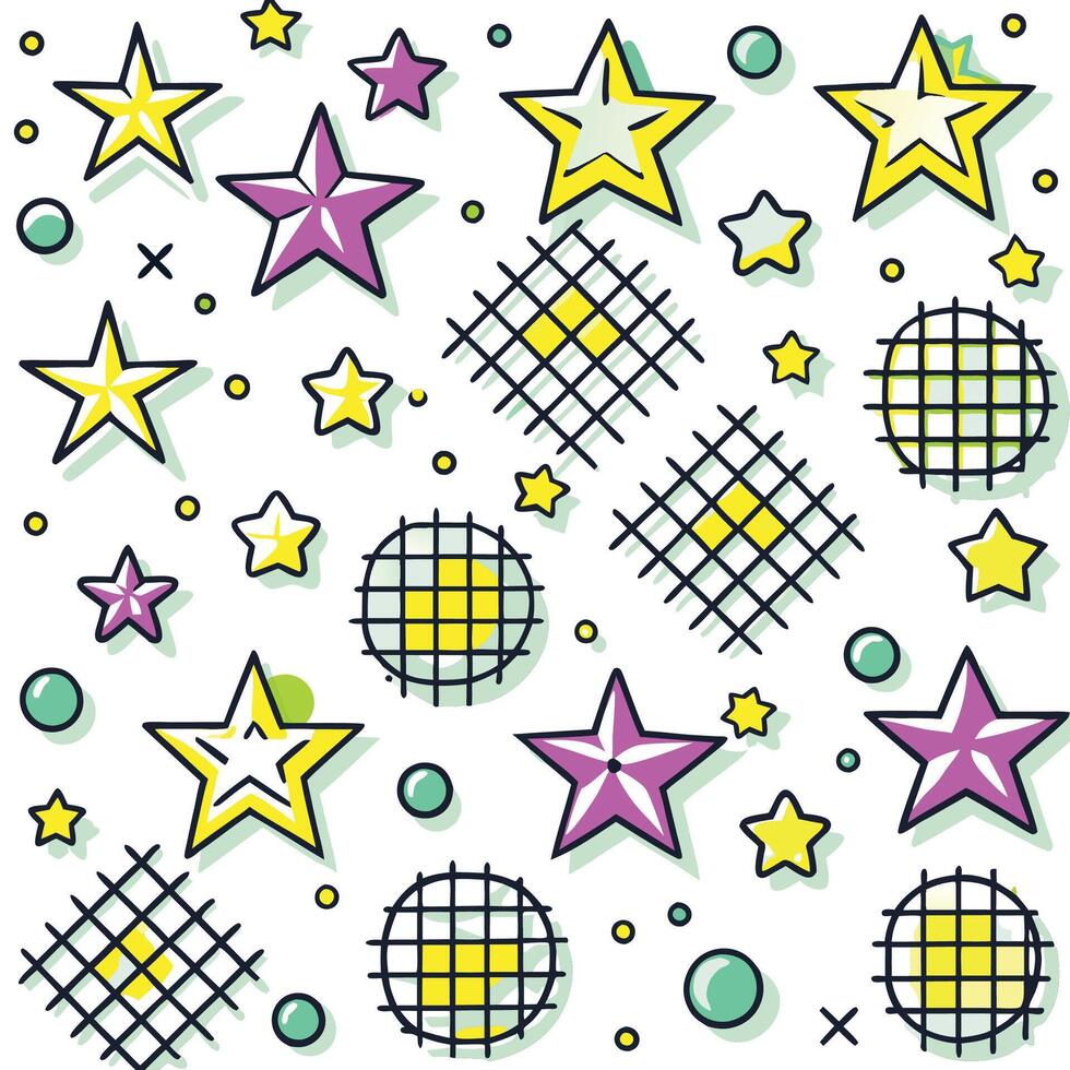 a pattern with stars and balls on it vector