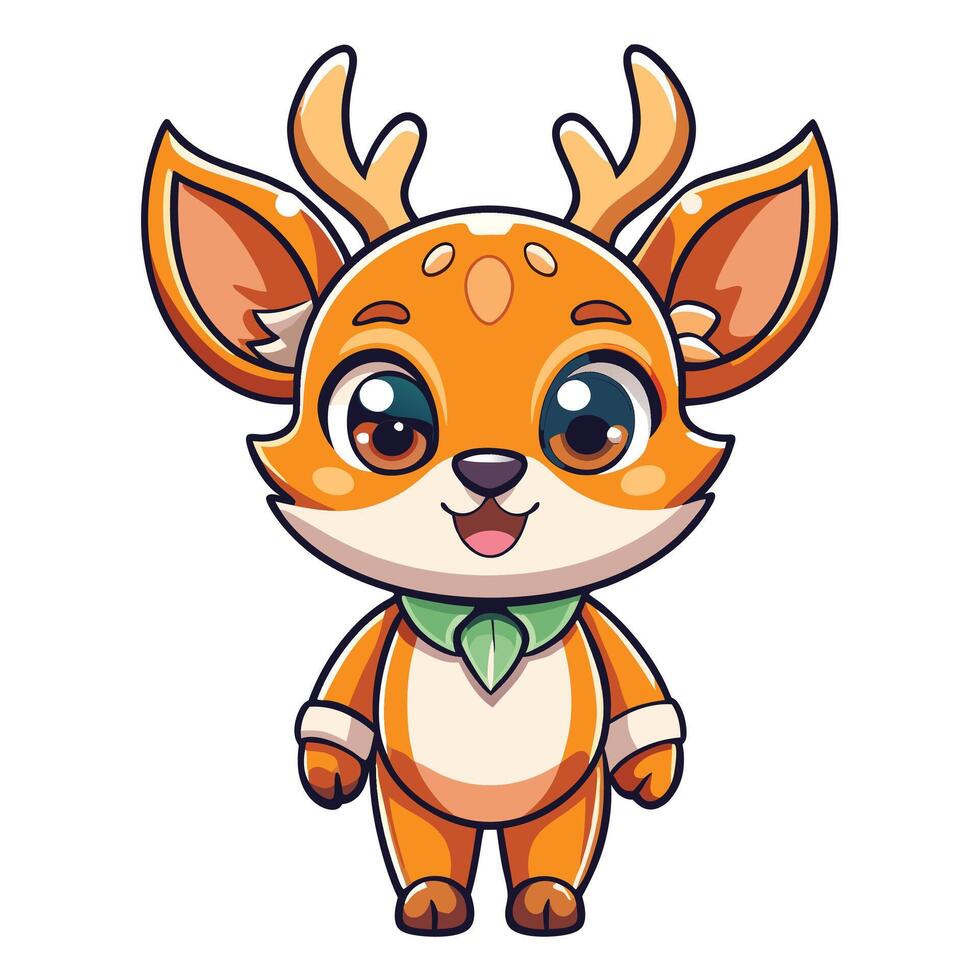 cute deer cartoon character illustration vector