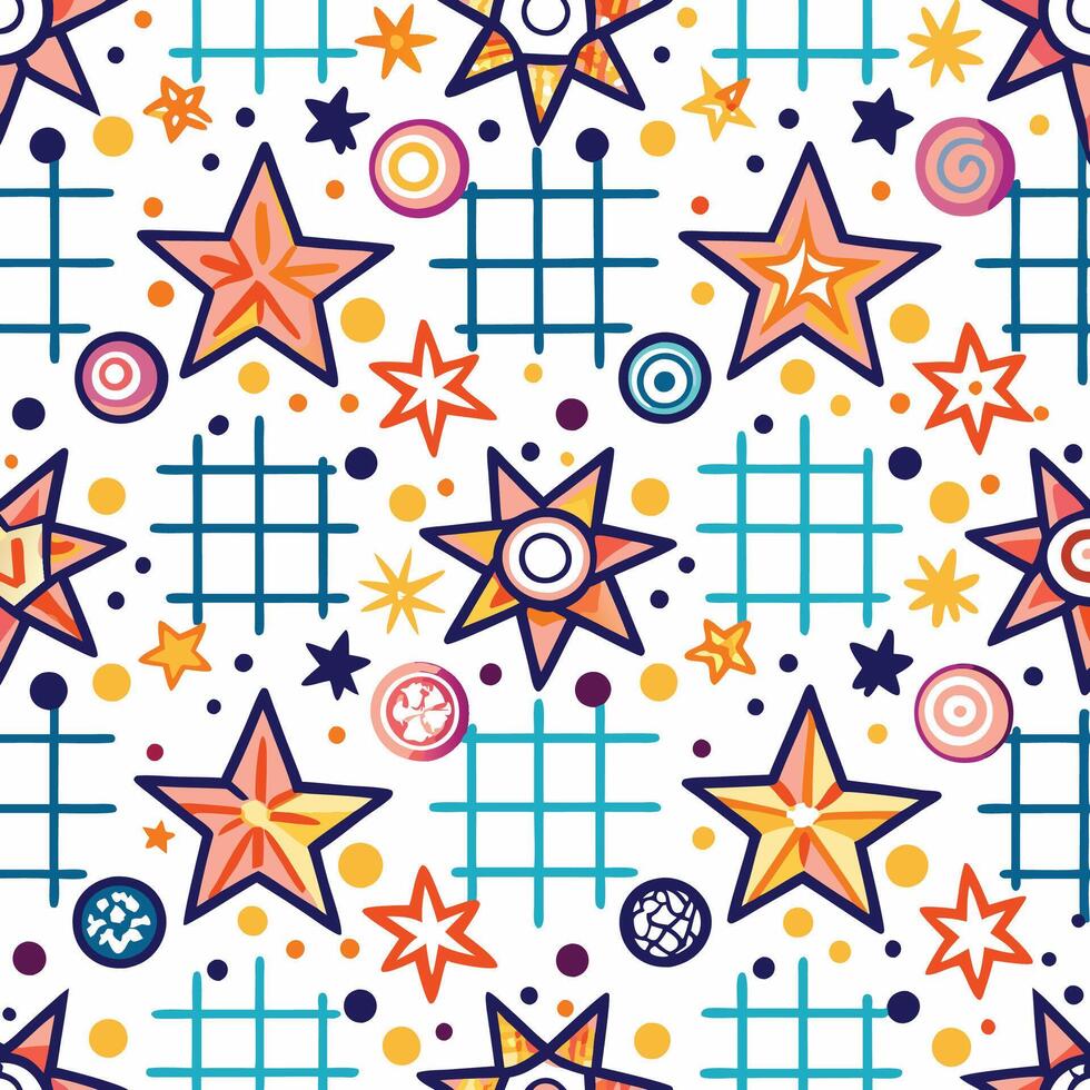 a colorful pattern with stars and squares vector
