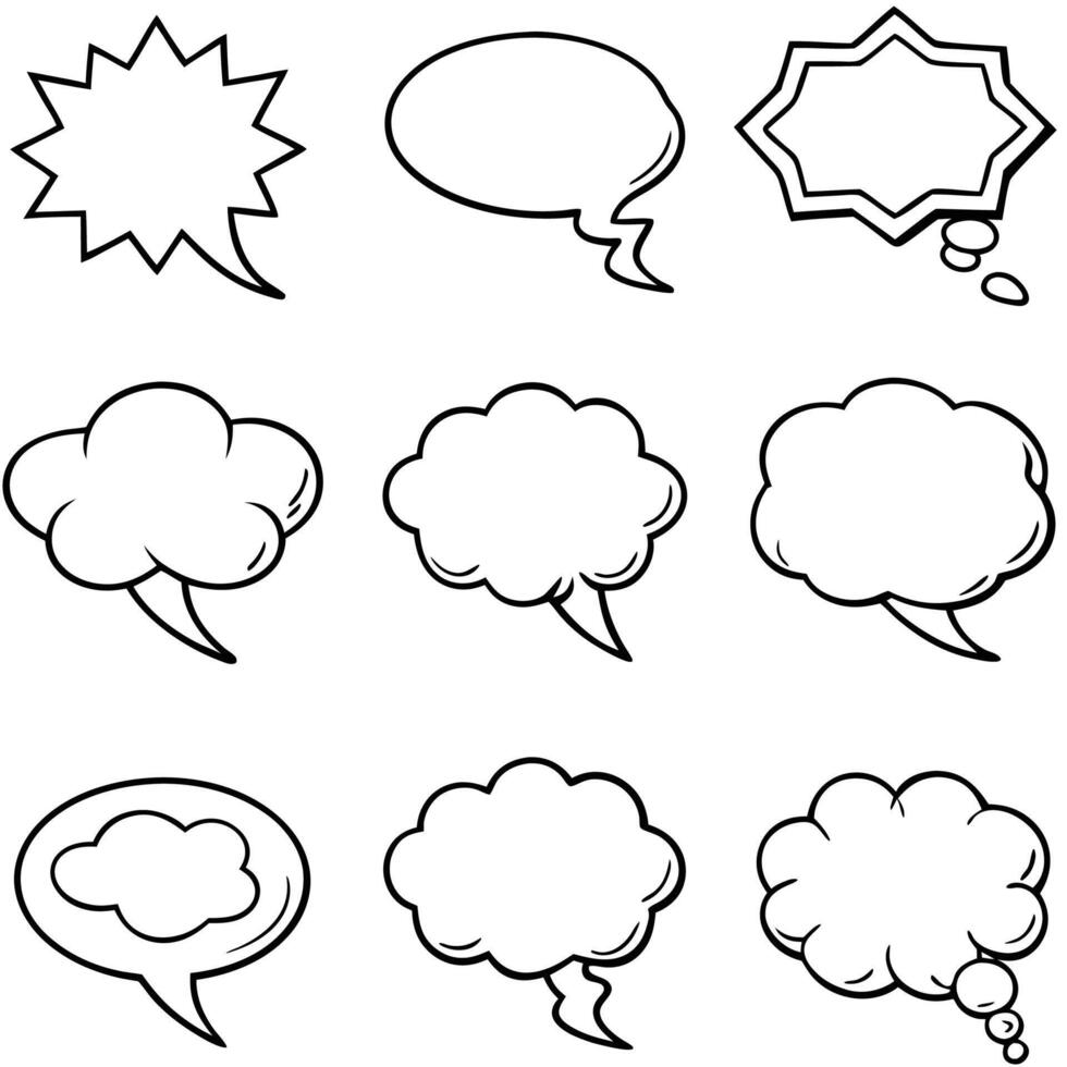 cartoon speech bubbles set of different shapes vector