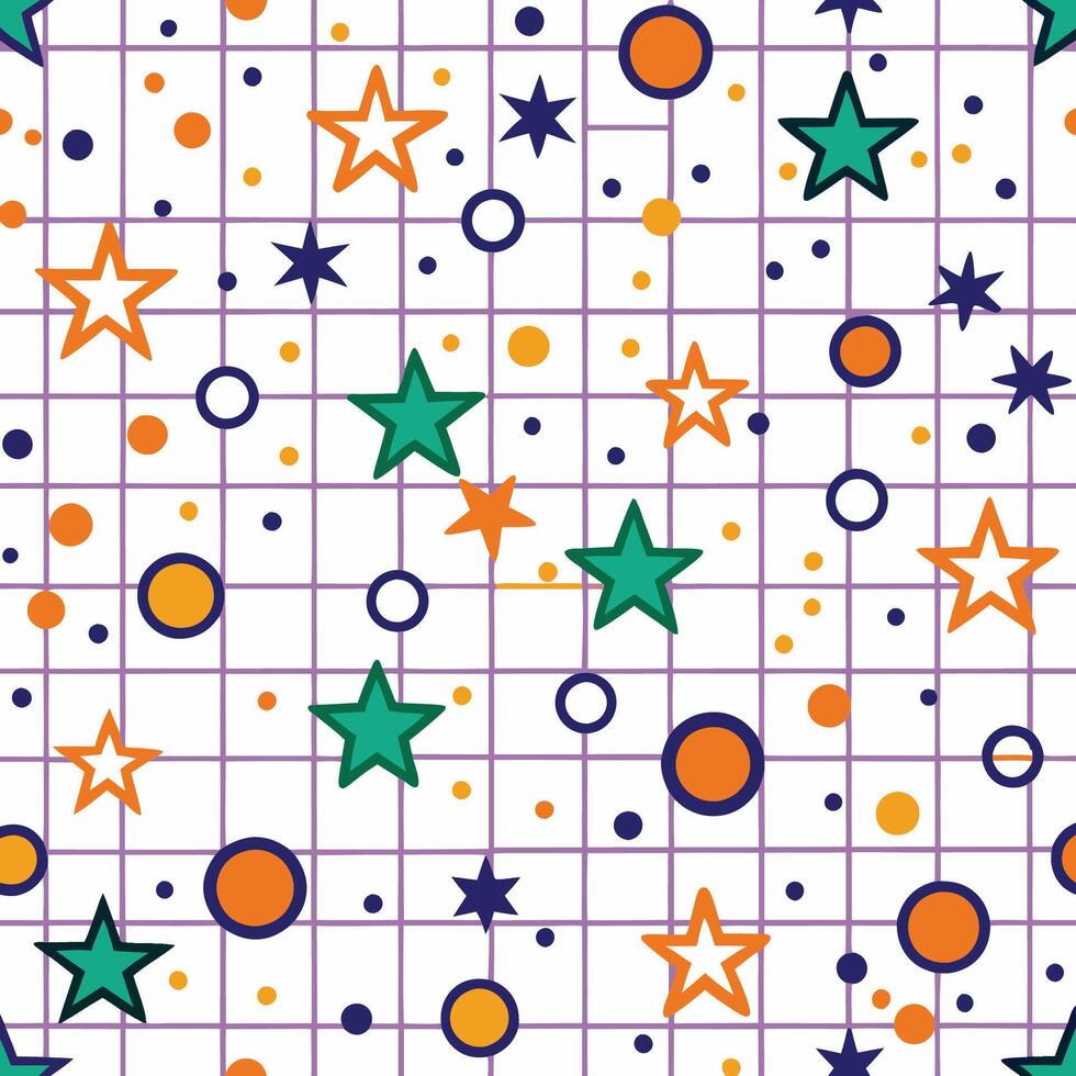 a colorful star and dot pattern on a white background vector