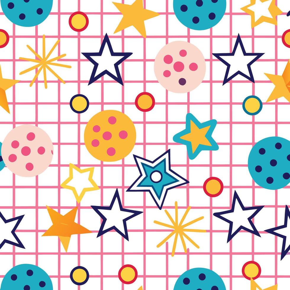 a colorful pattern with stars and dots vector