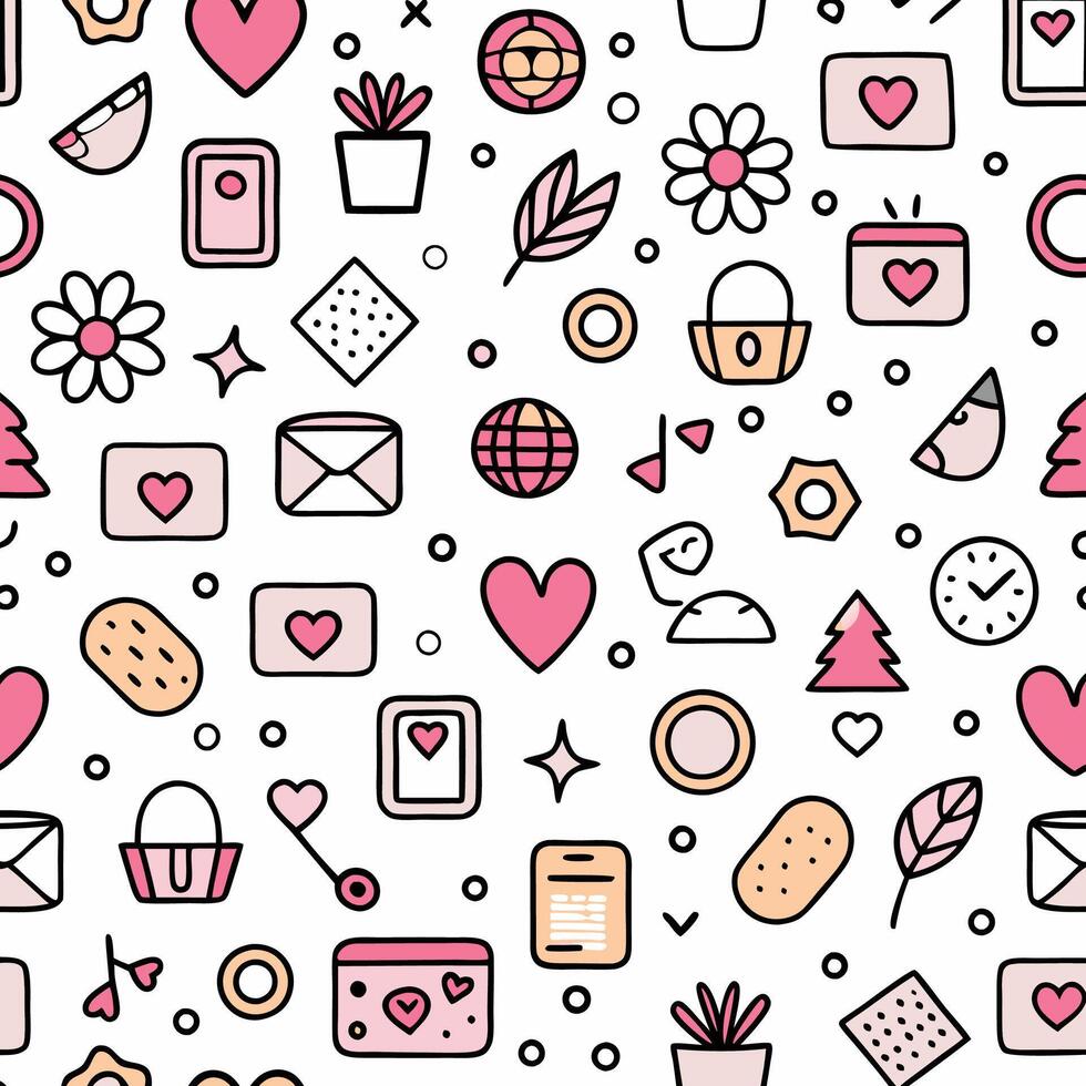a seamless pattern with various objects and symbols vector