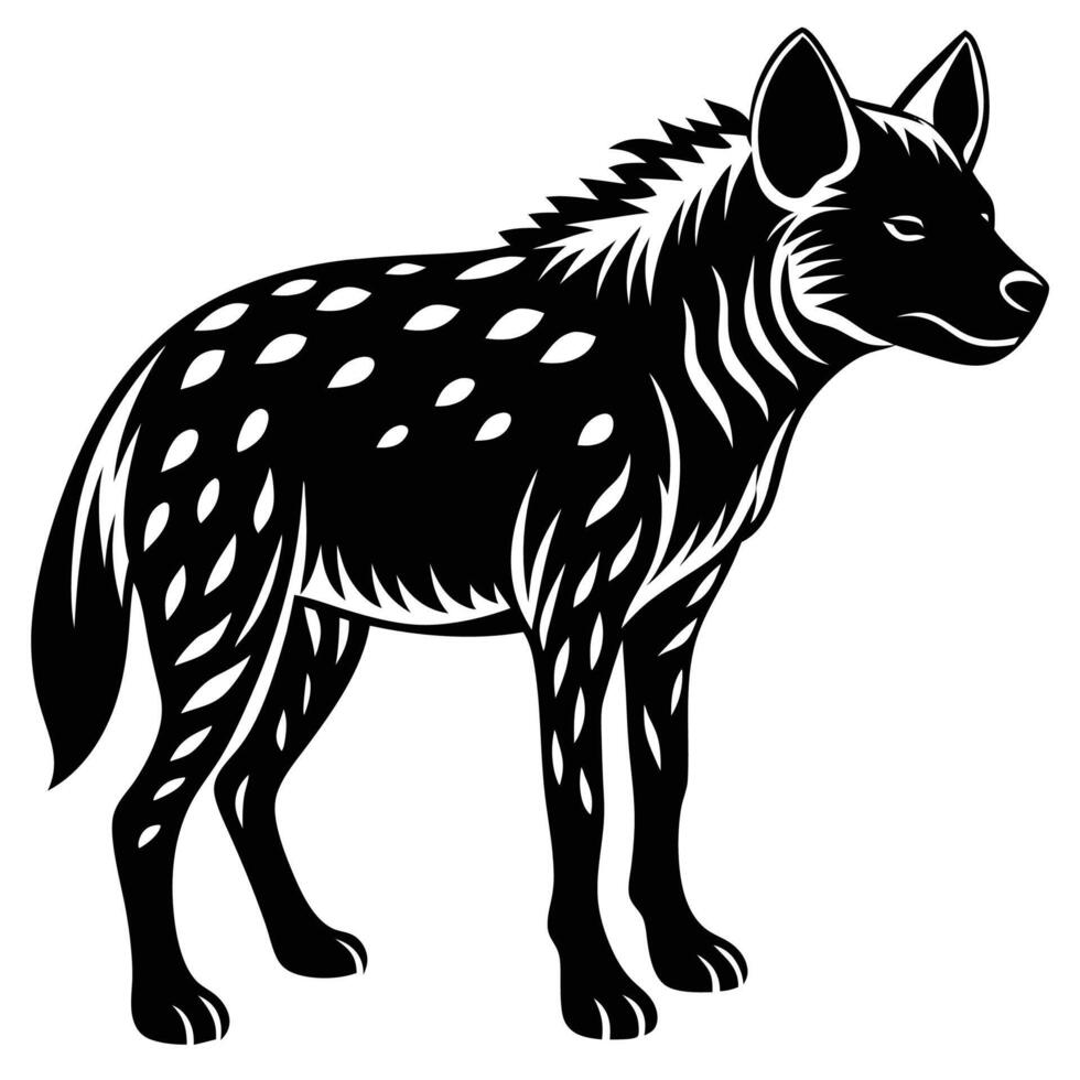 a black and white hyena standing on a white background vector