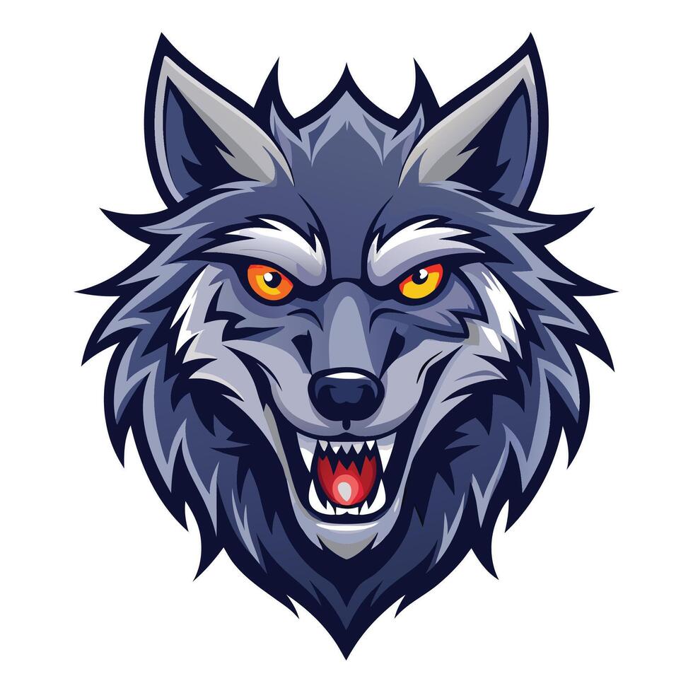 the head of a wolf with red eyes vector