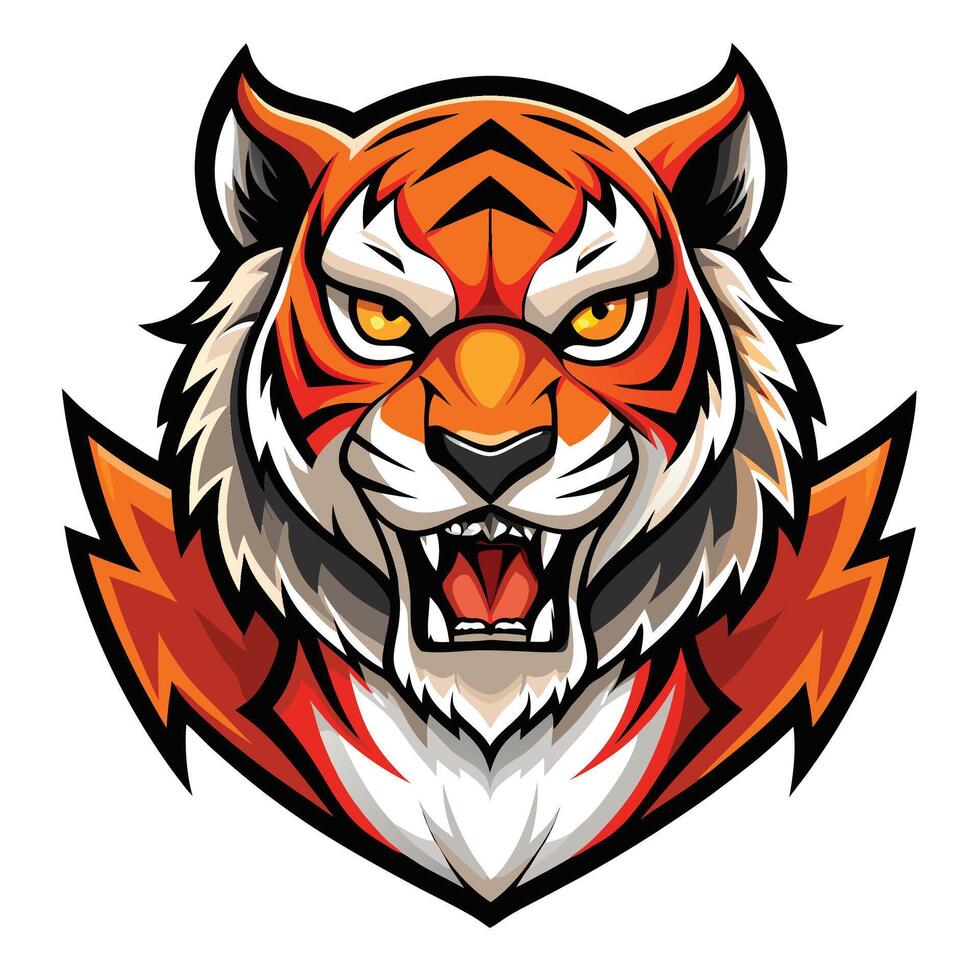 a tiger head with an angry look vector
