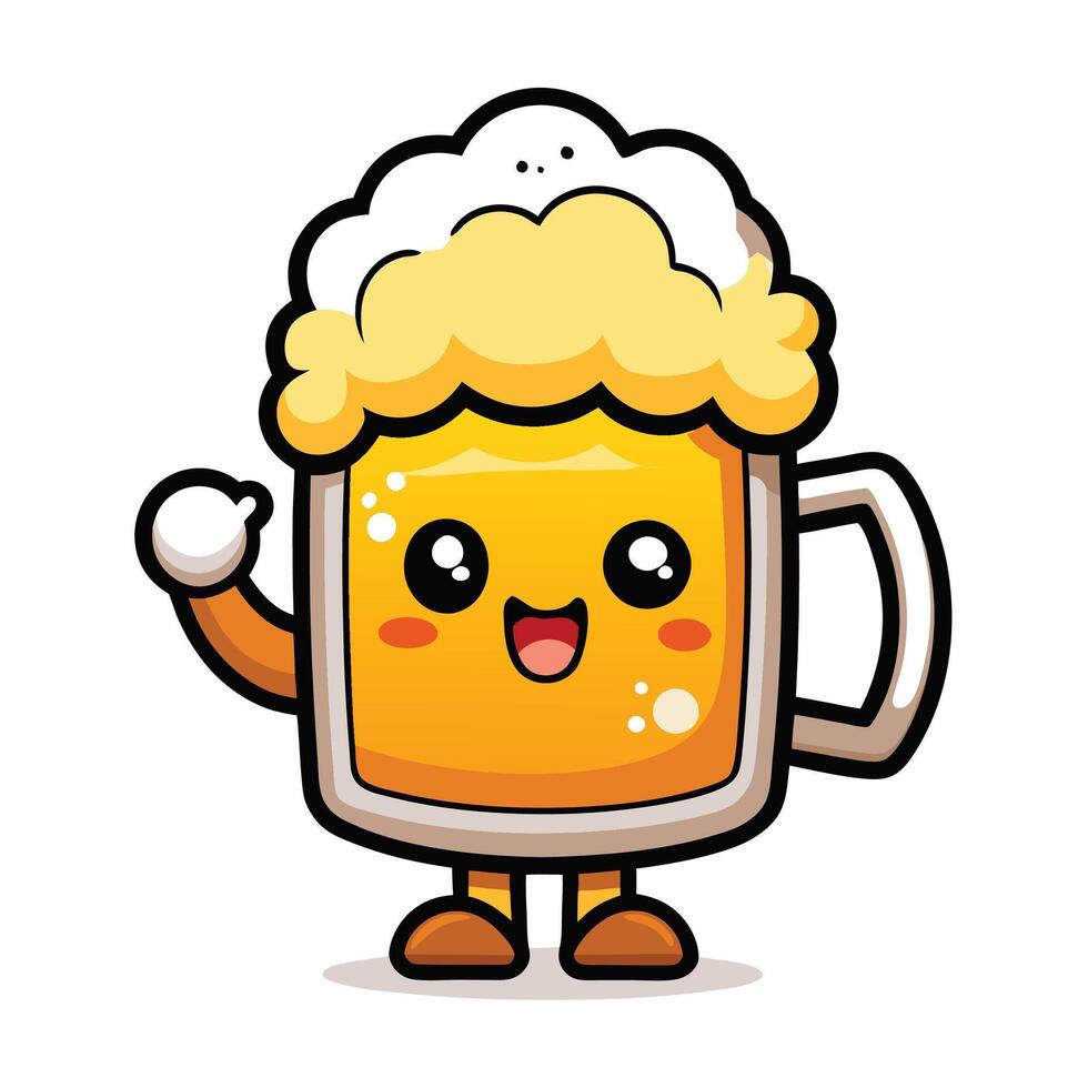 a cartoon beer mug with a smile vector
