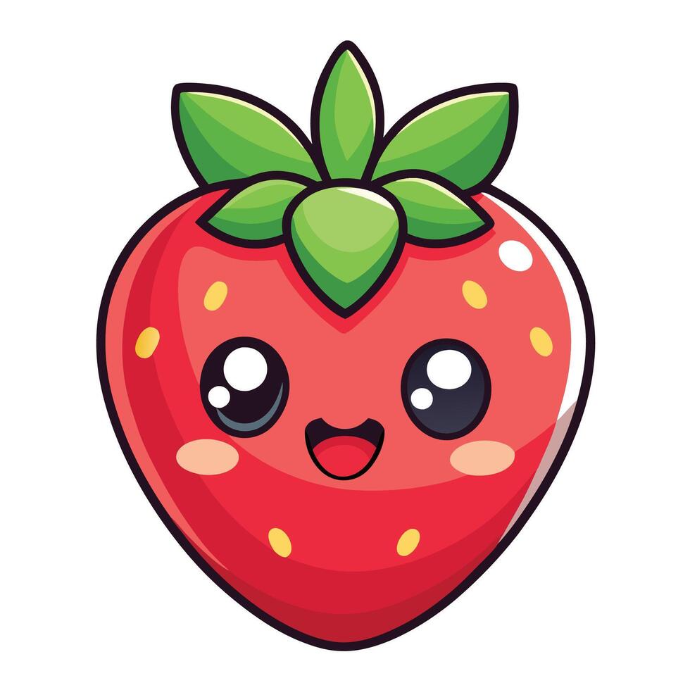 a cartoon strawberry with eyes and a smile vector