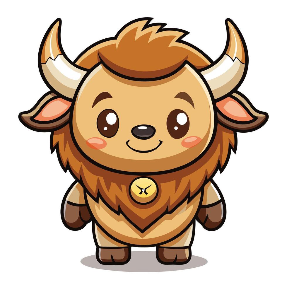 a cartoon bull with horns and a gold coin vector