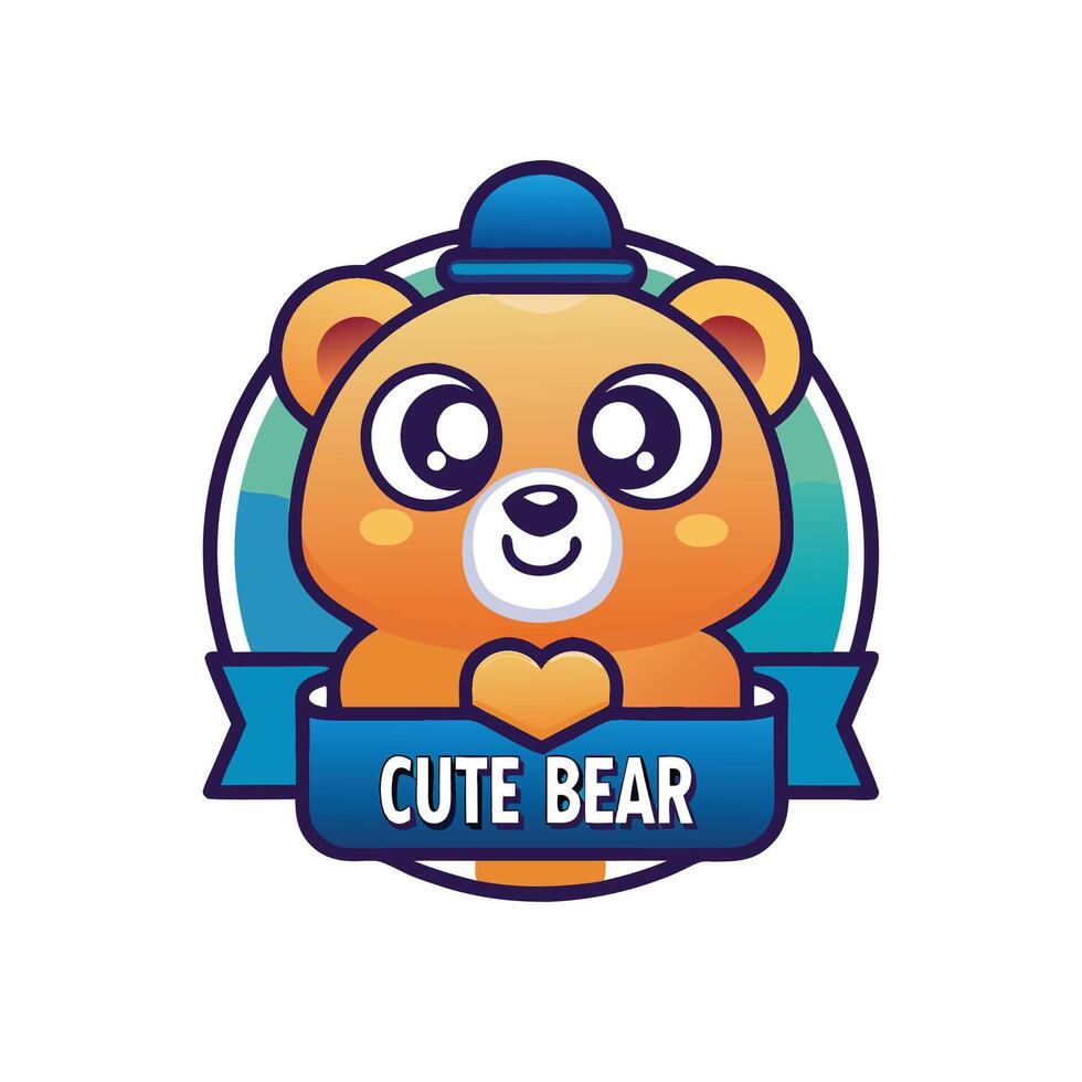 cute bear logo design vector