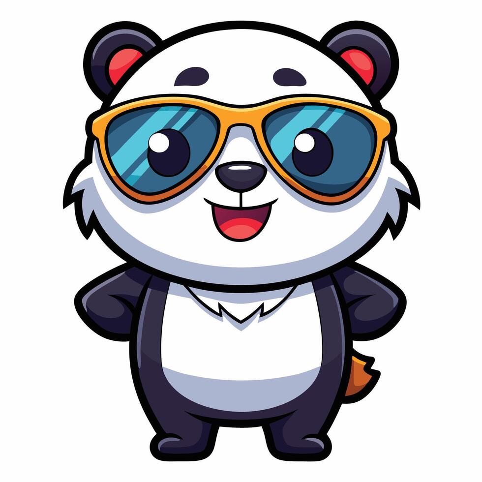 a cartoon panda wearing sunglasses and standing vector