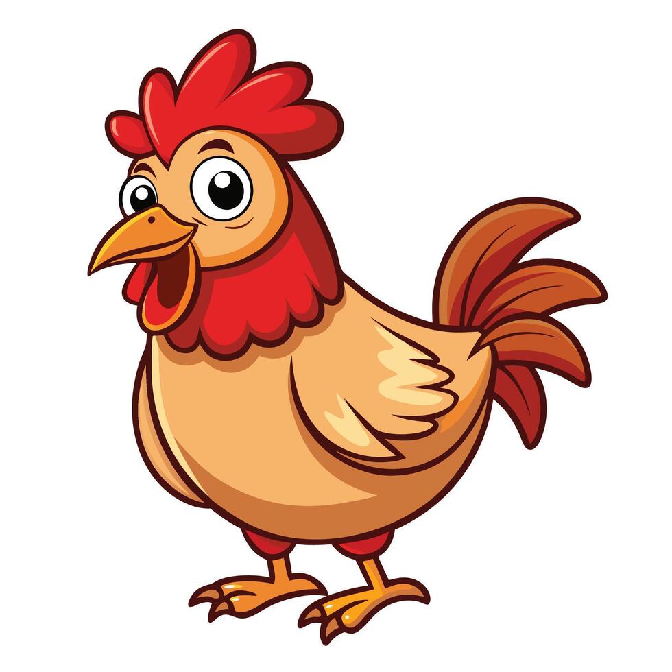 cartoon chicken standing on a white background vector