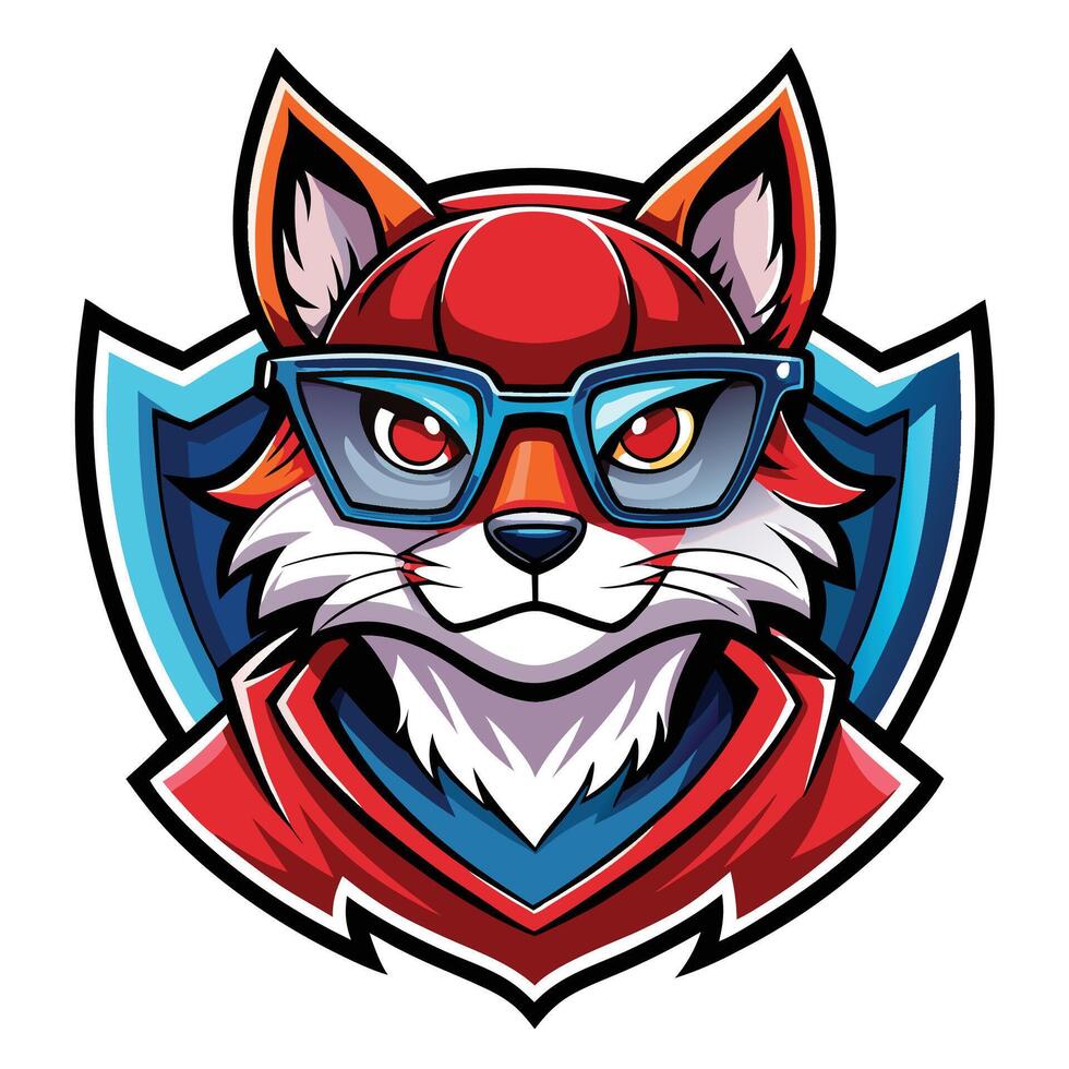 a cartoon fox wearing glasses and a red and blue jacket vector